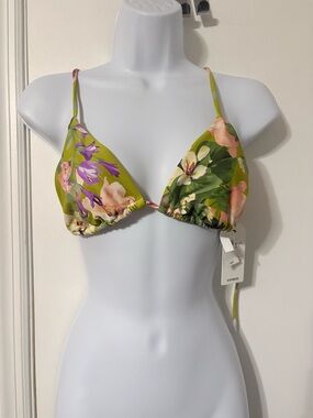 Express Floral Triangle Bikini Top in Lime Green small New with tags